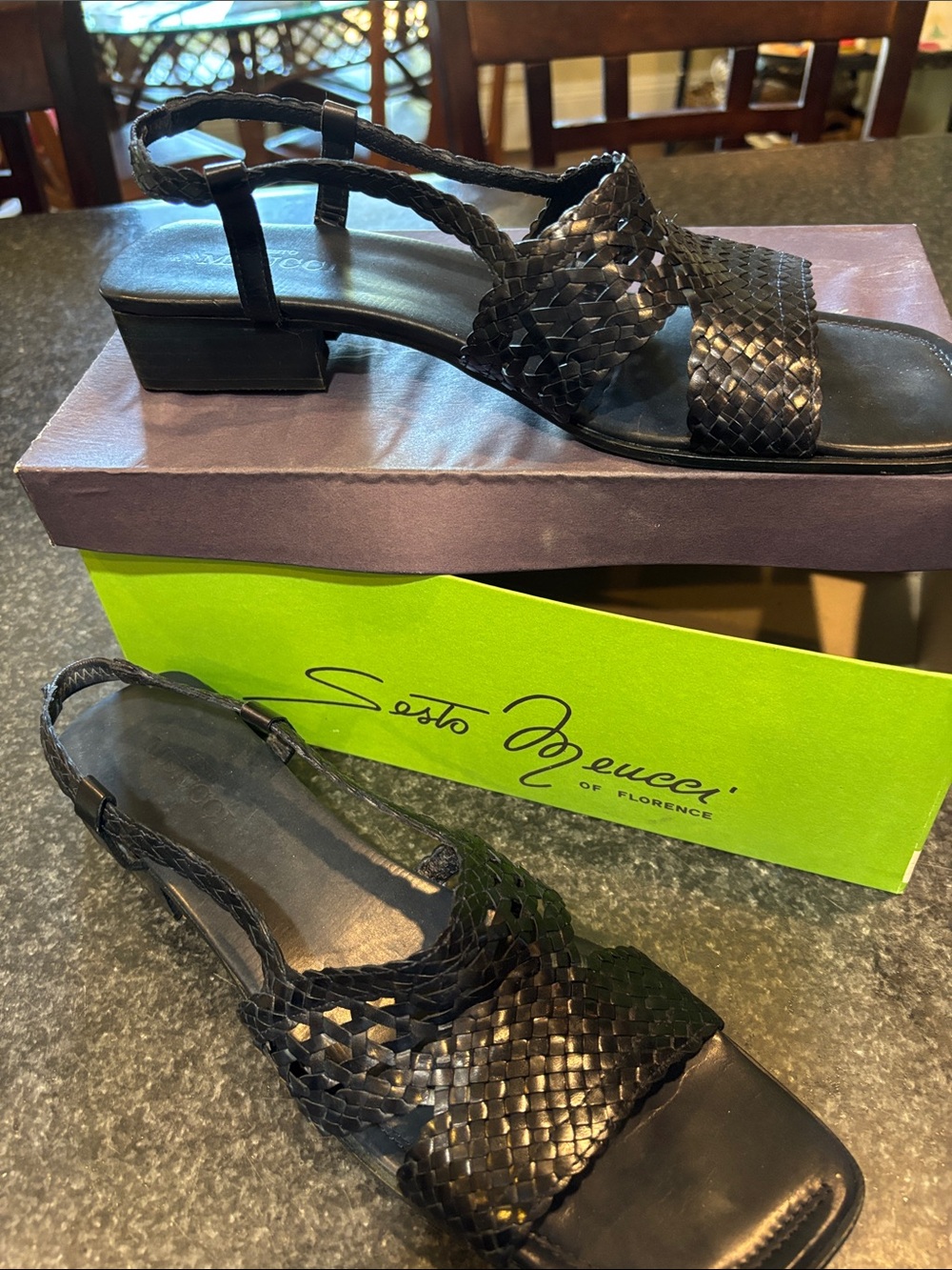 Sesto Meucci Italian woven blue leather sandal size 12.